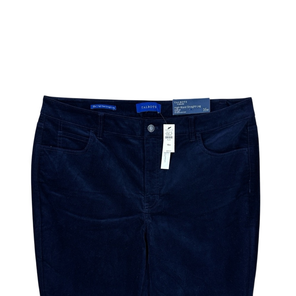 New! TALBOTS Flawless Velvet Pants High Waist Straight Leg Blue - Picture 3 of 7